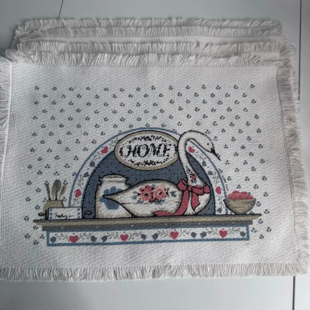 Vintage Goose 1987 Set of 4 Placemats Woven Cottage Core Country USA